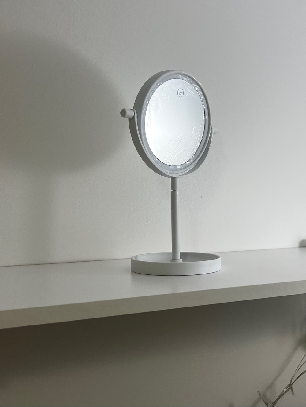 White Makeup Mirror With LED Light Accessory Sleek Minimalist